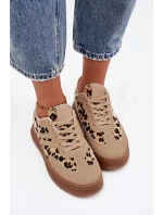 Dámské tenisky na platformě s leopardím vzorem – béžové Denissa Dámské tenisky na platformě s leopardím vzorem – béžové Denissa