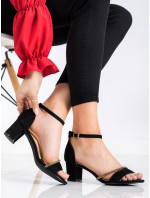 Stylové dámské černé  sandály na širokém podpatku