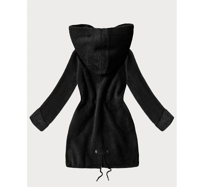 Vlněná bunda z alpaky s kapucí černá (W214#) Vlněná bunda z alpaky s kapucí černá (W214#)