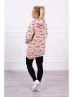 Mikina s nápisy tmavě pudrově růžová