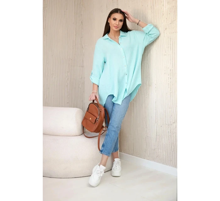 Bavlněná mušelínová košile oversize mincovna Bavlněná mušelínová košile oversize mincovna