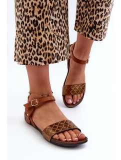 Zazoo 40027 Ploché Kožené Dámské Sandály Měděné