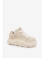 Dámské Kožené Tenisky Na Masivní Platformě GOE RR2N4043 Béžové