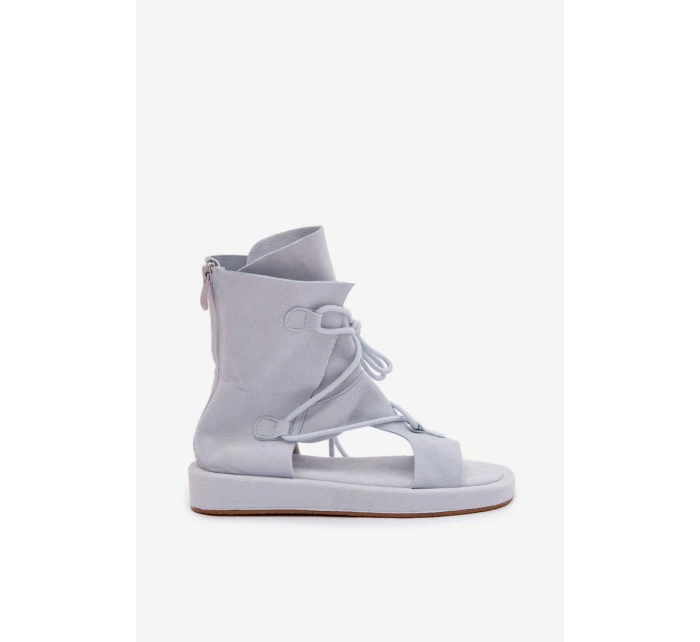 Dámské sandály Eko semiš s horní částí a šněrováním Modré Ferlisse