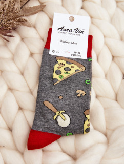 Pánské ponožky se vzory pizzy šedá