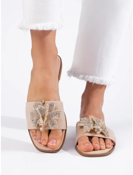 Exkluzívní hnědé nazouváky dámské bez podpatku Exkluzívní hnědé nazouváky dámské bez podpatku