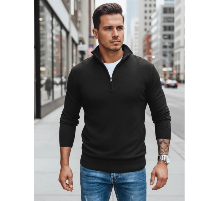 Pánský černý svetr FashionStreet WX1894 Pánský černý svetr FashionStreet WX1894