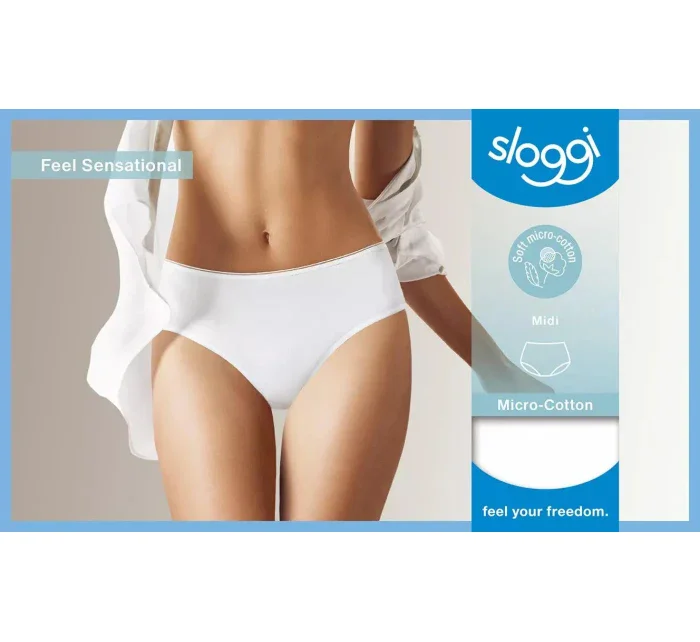 Dámské kalhotky Feel Sensational Midi - WHITE - bílé 0003 - SLOGGI Dámské kalhotky Feel Sensational Midi - WHITE - bílé 0003 - SLOGGI
