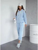 Světle modrý dámský velurový teplákový komplet s lampasy model 20980113 - Moon