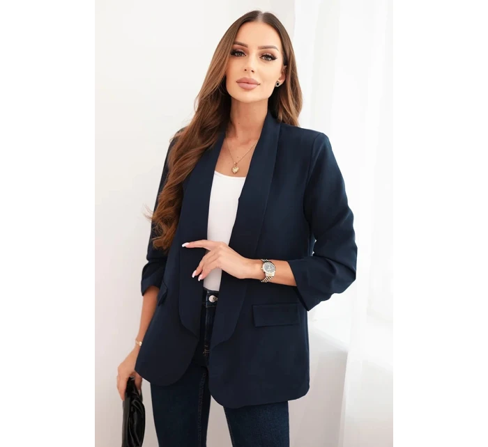 Dámská sako bez zapínání s podšívkou S/M modrá