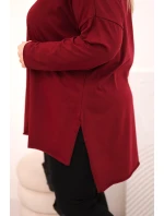 Dámská blůza Plus Size asymetrická s dlouhým rukávem bordová
