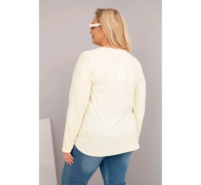 Dámská blůza Plus Size s V výstřihem a delším zadním dílem žlutá