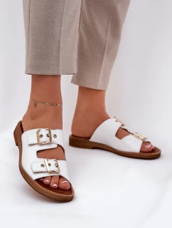 Kožené Ploché Sandály S Přezkami Bílé model 21686308 - Zazoo