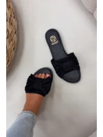 Dámské pantofle na nízkém podpatku s mašlí Černé Amivelle