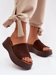 Ženské platformové nazouváky Čokoládové Liorisse