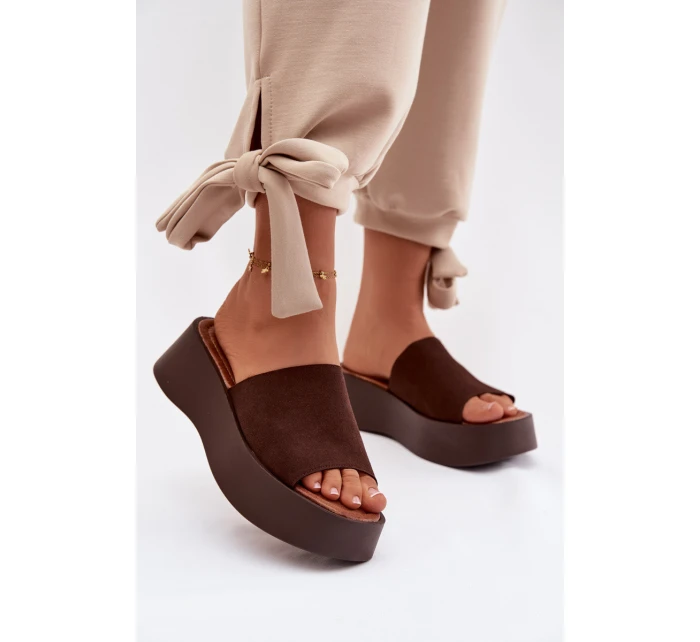 Ženské platformové nazouváky Čokoládové Liorisse
