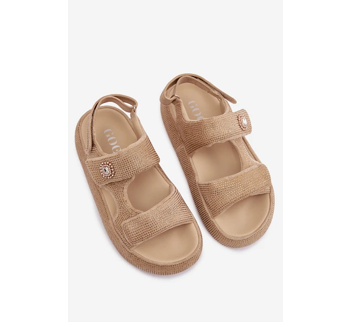 Ozdobené dámské sandály na platformě GOE TT2N4101 béžové