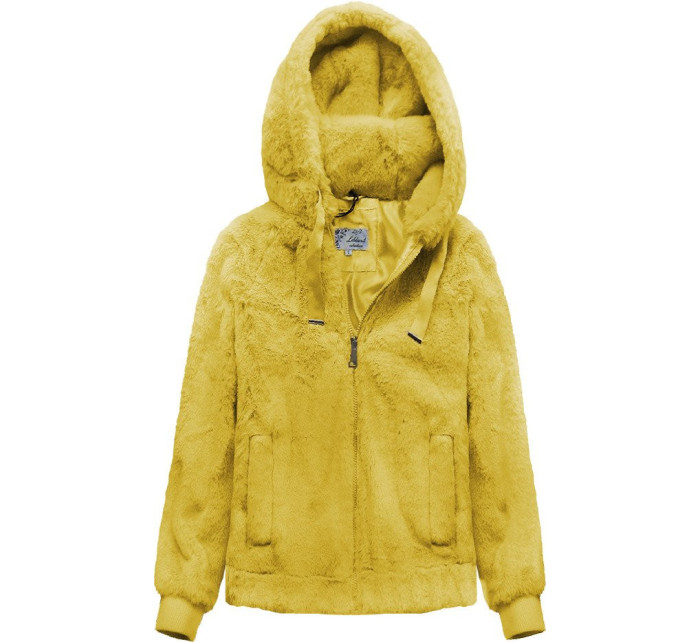 Žlutá plyšová bunda s kapucí model 7835925 - Libland