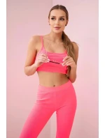 Sada s halenkou top žebrovaný růžová neonová