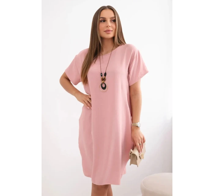 Šaty s kapsami a přívěskem tmavě pudrově růžová Šaty s kapsami a přívěskem tmavě pudrově růžová