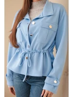 Dámská rozepínací mikina máslová s tkaničkou a kapsami modrá