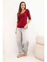 Halenka s kulatým výstřihem bordová