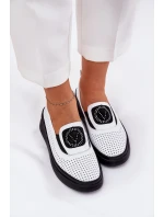 Dámské Kožené Mokasíny Na Platformě A Klínu Bílé model 21686687 - VINCEZA