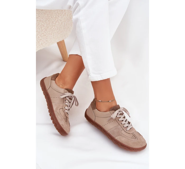 Dámské Kožené Tenisky Barefoot Zazoo N1277S2 Béžové