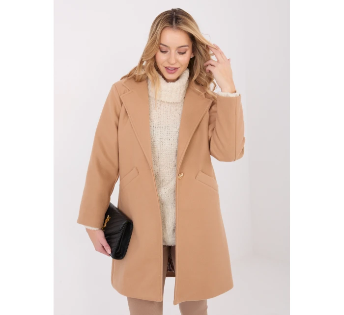 Płaszcz IT PL model 21782311 camelowy - FPrice Płaszcz IT PL model 21782311 camelowy - FPrice