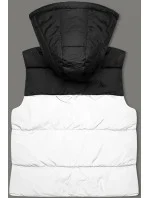 Bílo-černá krátká dámská vesta J.STYLE s kapucí (16M9112-281)