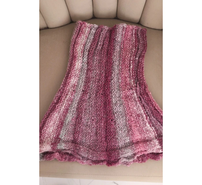 Komin dámský vlněný měkký šátek golf zimní KN21 tmavě růžový