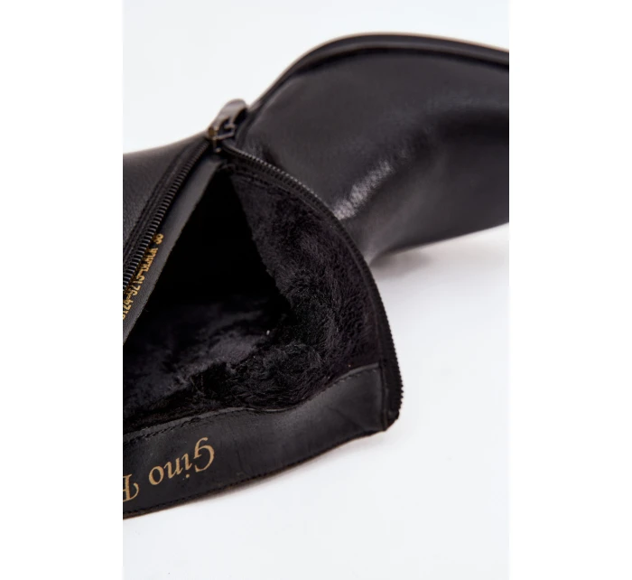 Zateplené dámské kotníkové boty z pravé kůže na podpatku Černé model 21711908 - Boto Zateplené dámské kotníkové boty z pravé kůže na podpatku Černé model 21711908 - Boto