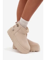Dámské sněhule na platformě s přezkami světle béžové model 21714207 - Boto