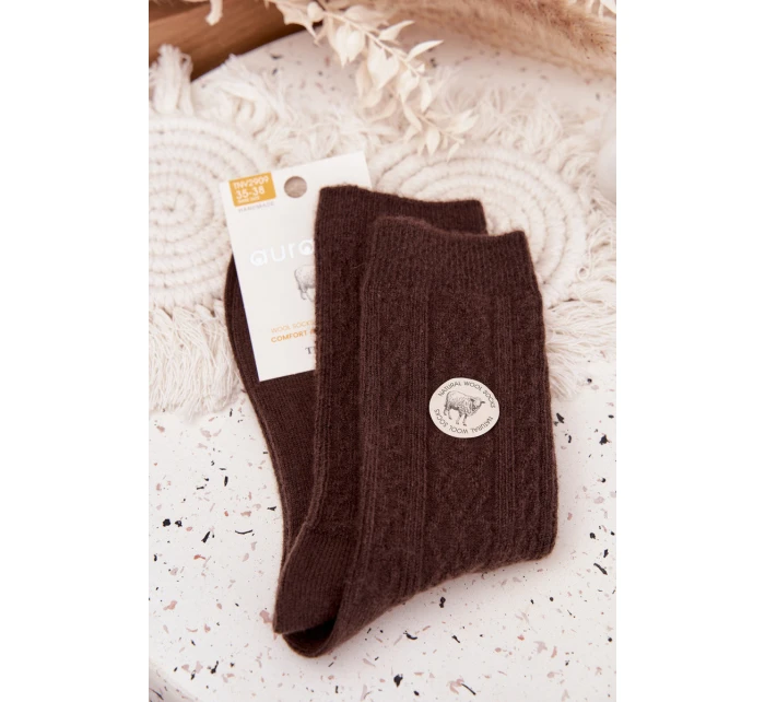 Dámské ponožky z vlny čokoládové