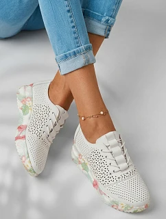 Kožené otevřené dámské polobotky bílé model 22069504 - Boto