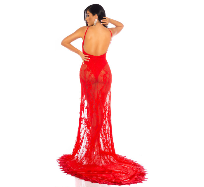 Soo open back lace Red Dress model 19615628 - Style fashion