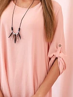 Sada halenky + kalhot s přívěskem tmavě pudrově růžová