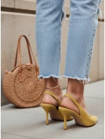 Dámské semišové jehlové boty s otevřeným podpatkem žluté FashionStreet ZY1383 Dámské semišové jehlové boty s otevřeným podpatkem žluté FashionStreet ZY1383