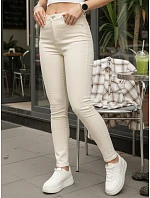 Dámské skinny džíny s vysokým pasem béžové FashionStreet UY2942 Dámské skinny džíny s vysokým pasem béžové FashionStreet UY2942