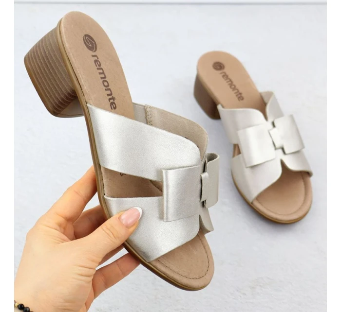 Dámské zlaté kožené žabky Remonte R8759-90