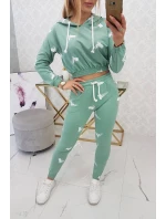 Sada s potiskem pistole tmavě mátová