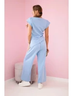 Komplet asymetrická halenka + kalhoty modrý Komplet asymetrická halenka + kalhoty modrý