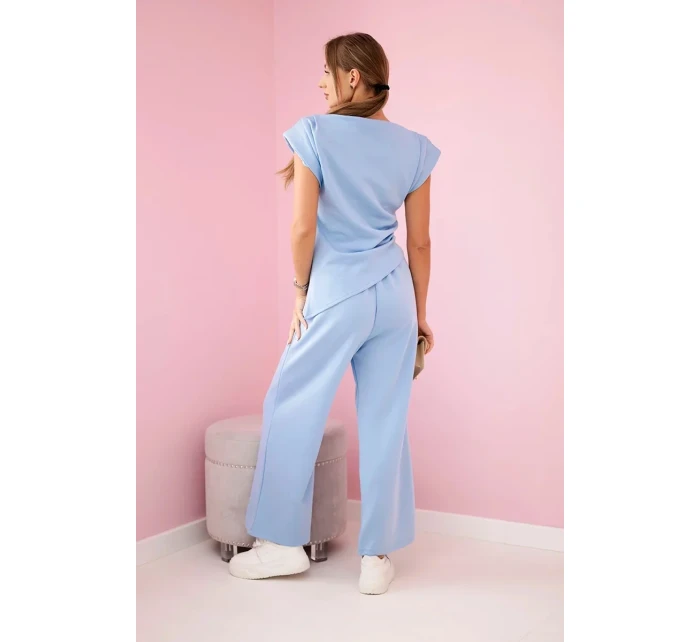 Komplet asymetrická halenka + kalhoty modrý Komplet asymetrická halenka + kalhoty modrý