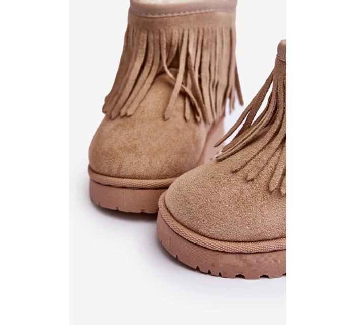 Ocieplené Botky Sněžky Dětské Se Zdobnými Frézami Bežové Nimia