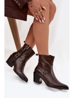 Kožené dámské kovbojky na podpatku vyhřívané Zazoo 60565 čokoládové Kožené dámské kovbojky na podpatku vyhřívané Zazoo 60565 čokoládové