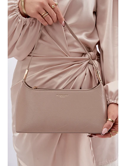 Kožená kabelka z eko kůže tmavě béžová model 22111564 - Flora&Co Kožená kabelka z eko kůže tmavě béžová model 22111564 - Flora&Co