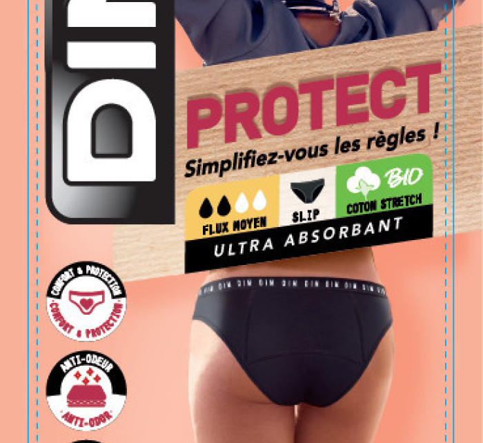 Dámské menstruační kalhotky Protect MENSTRUAL SLIP Tmavě modrá s béžovou - DIM