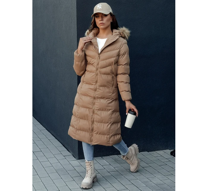 Dámský zimní kabát LUXWARM tmavě béžový FashionStreet TY4375