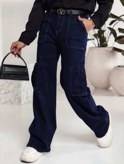 Dámské kalhoty FITZONE denim cargo tmavě modré FashionStreet UY2243