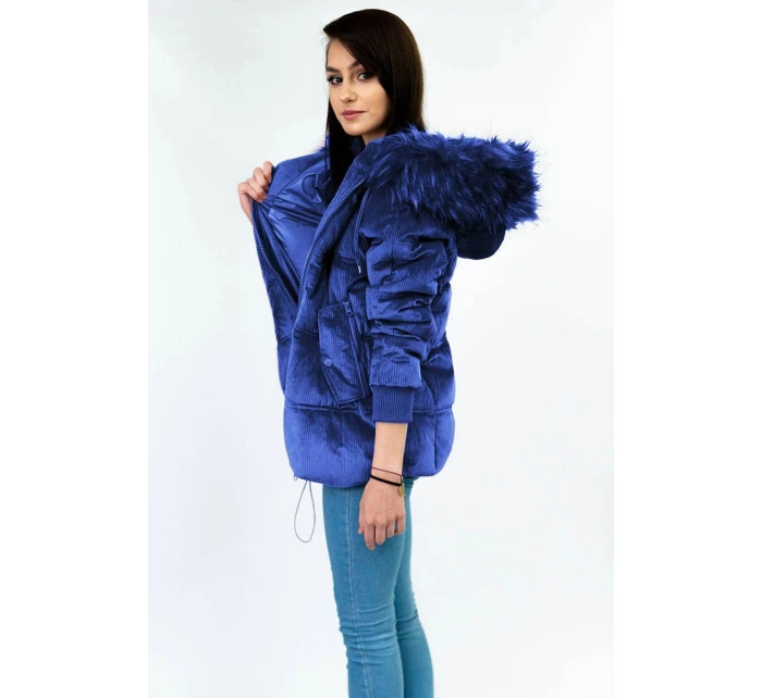 Dámská bunda v chrpové barvě s kapucí model 21242248 - Libland Dámská bunda v chrpové barvě s kapucí model 21242248 - Libland